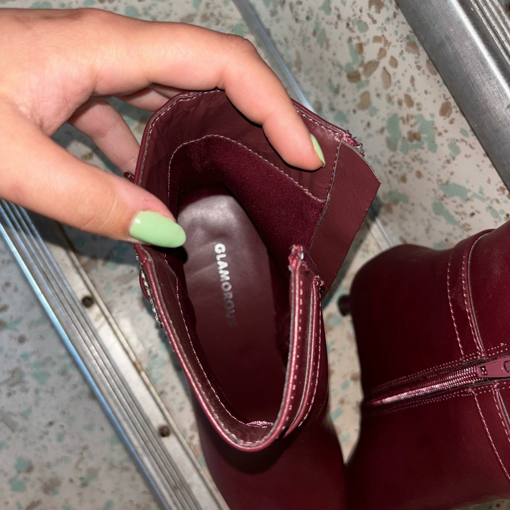 Pointed Toe Wine Colored Booties - image 3